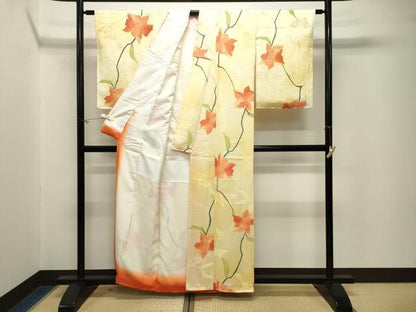 平和屋着物●上質な小紋　地紋起こし　カトレア　暈し染め　正絹　逸品　CABM5086gh