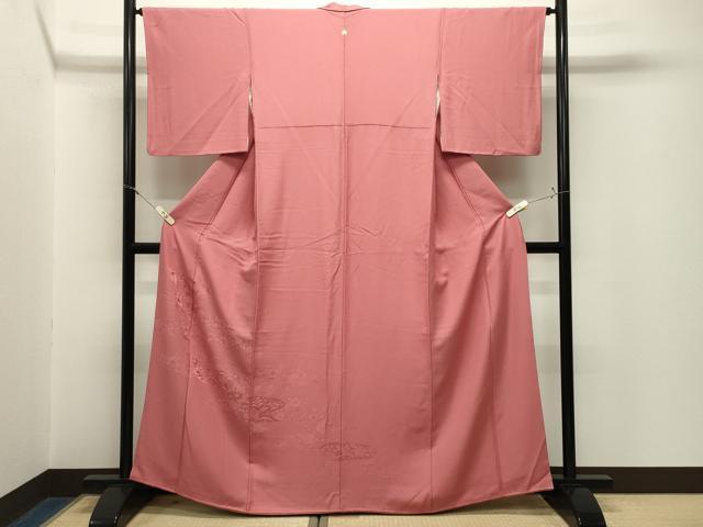 平和屋着物●豪華色留袖　色無地　辻が花地紋　甚三紅色　正絹　逸品　CABM5088gh