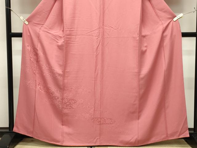 平和屋着物●豪華色留袖　色無地　辻が花地紋　甚三紅色　正絹　逸品　CABM5088gh
