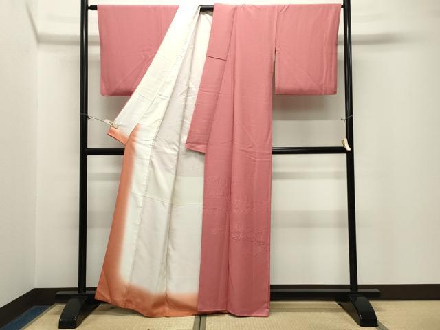 平和屋着物●豪華色留袖　色無地　辻が花地紋　甚三紅色　正絹　逸品　CABM5088gh