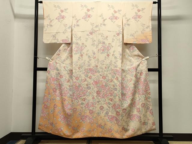 平和屋着物●訪問着　辻が花　暈し染め　鬼しぼ縮緬　正絹　逸品　CABM5092gh