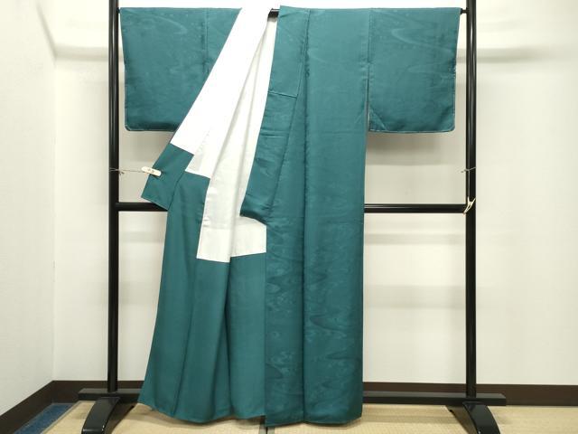 平和屋着物●上質な色無地　流水地紋　高麗納戸色　正絹　逸品　CABM5103gh