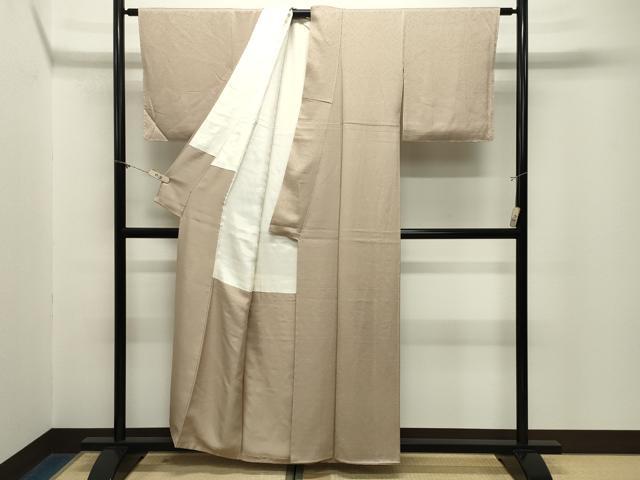 平和屋着物●上質な色無地　霞地紋　枯色　正絹　逸品　未使用　CABM5106gh