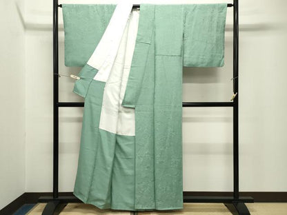 平和屋着物●上質な色無地　風景地紋　薄青色　正絹　逸品　CABM5108gh