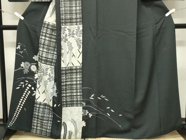 平和屋着物●染色の魔術師　染乃座・大久保玄才　そめのざ玄才　訪問着　藤花房　黒地　金彩　正絹　逸品　CABM5111gh