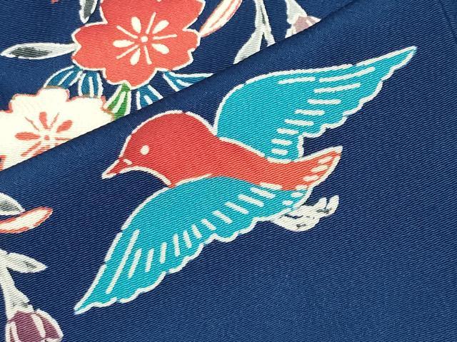 平和屋着物●豪華振袖　型染め　流水花鳥文　正絹　逸品　CABM5113gh
