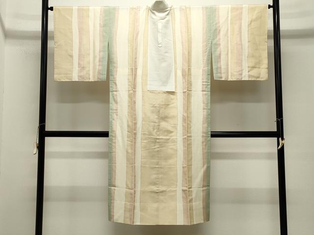 平和屋着物●長襦袢　無双仕立て　紬地　縞　やまと誂製　正絹　逸品　CABM5115gh