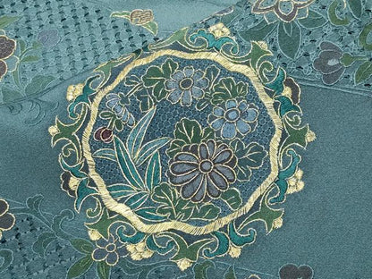 平和屋着物●中国三大刺繍　蘇州刺繍　総刺繍　訪問着　花唐草文　金糸　正絹　逸品　CABM5118gh