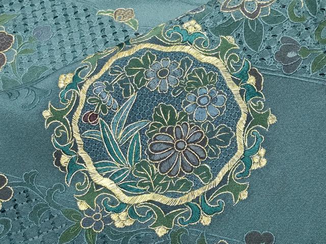 平和屋着物●中国三大刺繍　蘇州刺繍　総刺繍　訪問着　花唐草文　金糸　正絹　逸品　CABM5118gh