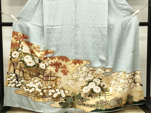 平和屋着物●松尾光琳　色留袖　刺繍　花車文　金彩　正絹　逸品　CABM5122gh
