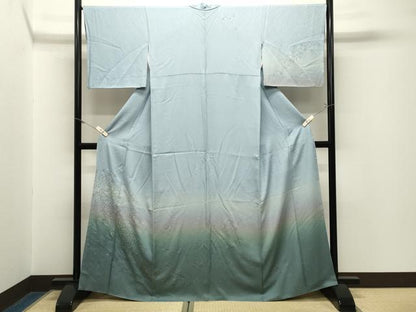 平和屋着物●訪問着　総刺繍　流水花文　暈し染め　金糸　正絹　逸品　CABM5124gh