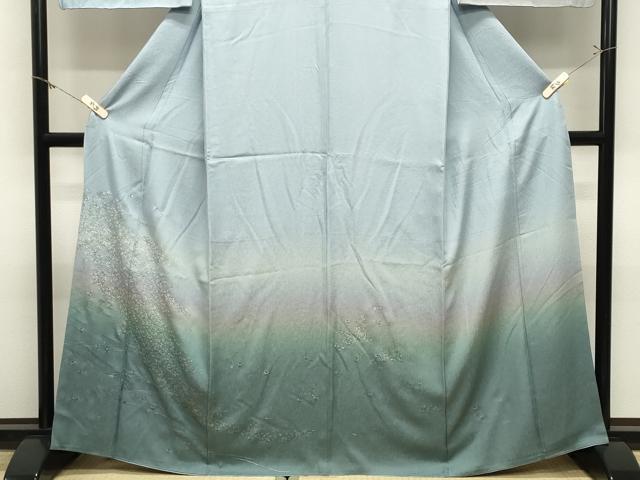 平和屋着物●訪問着　総刺繍　流水花文　暈し染め　金糸　正絹　逸品　CABM5124gh