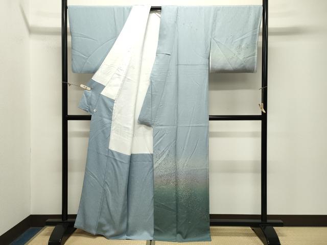 平和屋着物●訪問着　総刺繍　流水花文　暈し染め　金糸　正絹　逸品　CABM5124gh