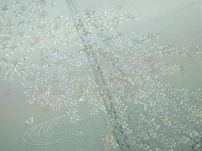 平和屋着物●訪問着　総刺繍　流水花文　暈し染め　金糸　正絹　逸品　CABM5124gh