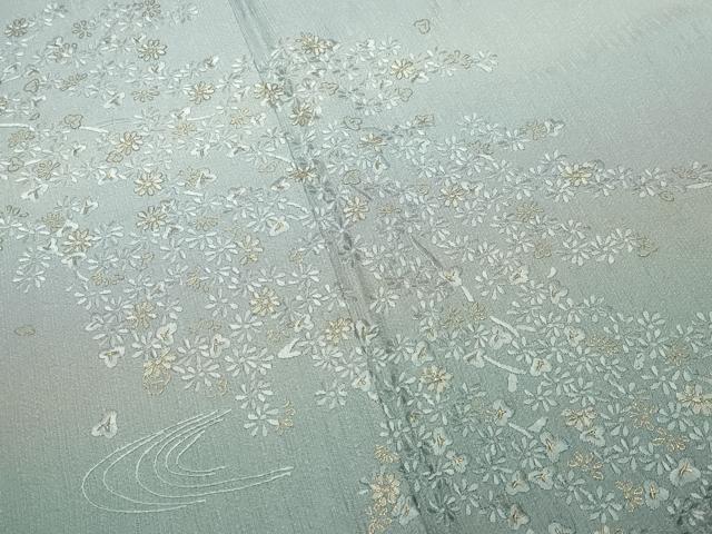 平和屋着物●訪問着　総刺繍　流水花文　暈し染め　金糸　正絹　逸品　CABM5124gh