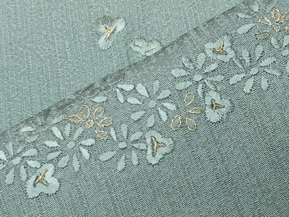 平和屋着物●訪問着　総刺繍　流水花文　暈し染め　金糸　正絹　逸品　CABM5124gh