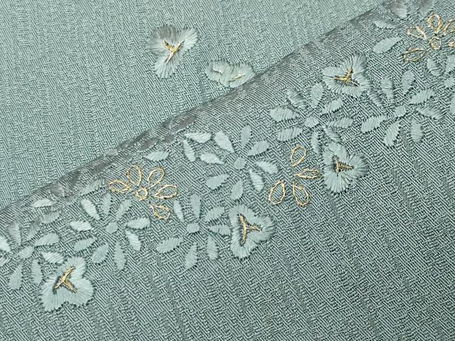 平和屋着物●訪問着　総刺繍　流水花文　暈し染め　金糸　正絹　逸品　CABM5124gh