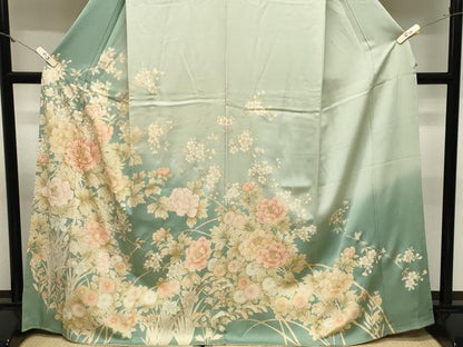 平和屋着物●訪問着　駒刺繍　牡丹花文　暈し染め　金彩　正絹　逸品　CABM5126gh