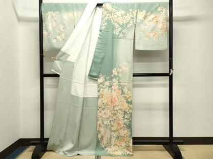 平和屋着物●訪問着　駒刺繍　牡丹花文　暈し染め　金彩　正絹　逸品　CABM5126gh