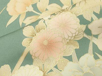 平和屋着物●訪問着　駒刺繍　牡丹花文　暈し染め　金彩　正絹　逸品　CABM5126gh