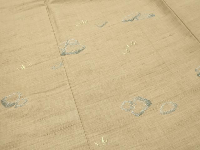 平和屋着物●色留訪問着　紬地　作家物　総刺繍　鳥　正絹　逸品　CABM5127gh