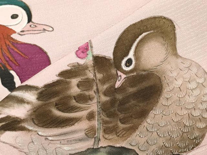 平和屋着物●訪問着　作家物　手描き　鴛鴦　暈し染め　正絹　逸品　CABM5130gh