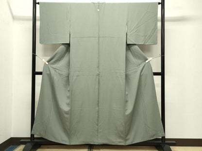 平和屋着物●上質な色無地　青白橡色　正絹　逸品　CABM5135gh