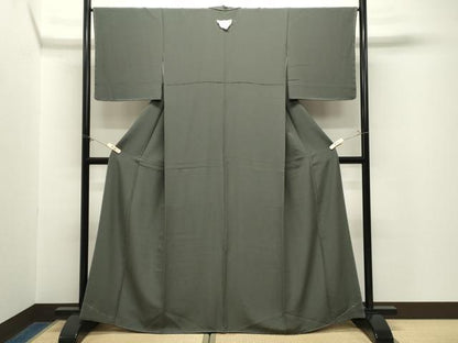 平和屋着物●上質な色無地　藍媚茶色　正絹　逸品　未使用　CABM5138gh