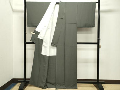 平和屋着物●上質な色無地　藍媚茶色　正絹　逸品　未使用　CABM5138gh