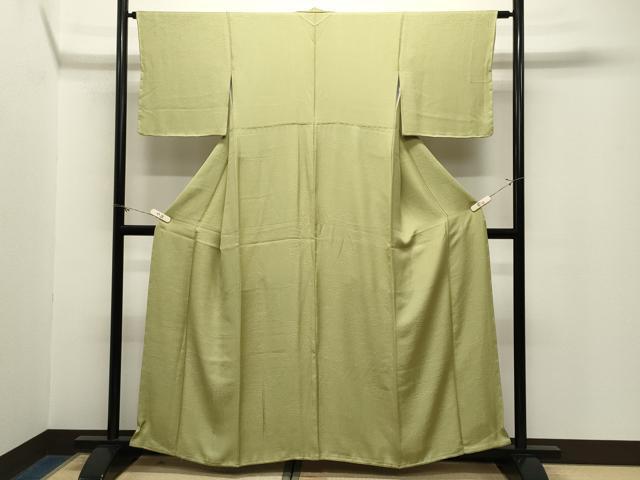 平和屋着物●上質な色無地　抹茶色　正絹　逸品　未使用　CABM5143gh