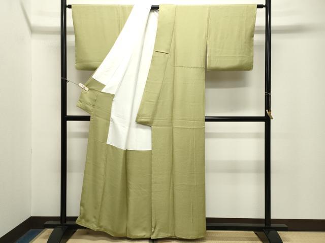 平和屋着物●上質な色無地　抹茶色　正絹　逸品　未使用　CABM5143gh