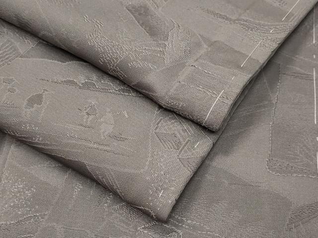 平和屋着物●上質な色無地　色紙重ね風景地紋　鳩羽鼠色　正絹　逸品　未使用　CABM5144gh