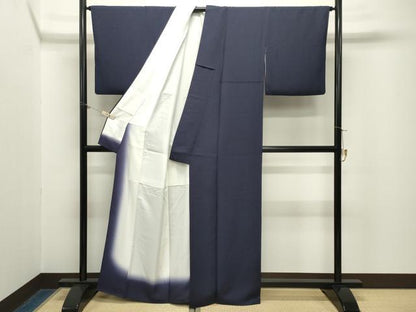 平和屋着物●上質な色無地　狩猟地紋　鉄紺色　正絹　逸品　CABM5157gh