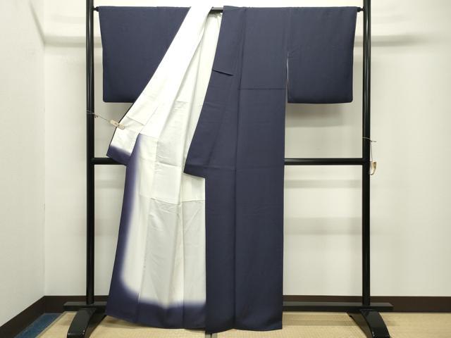 平和屋着物●上質な色無地　狩猟地紋　鉄紺色　正絹　逸品　CABM5157gh
