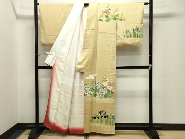 平和屋着物●訪問着　作家物　鷺花文　ますいわ屋扱い　正絹　逸品　CABM5164gh