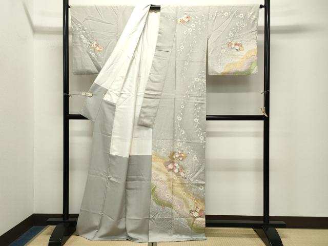平和屋着物●訪問着　地紙花文　暈し染め　金銀彩　三越扱い　正絹　逸品　CABM5165gh
