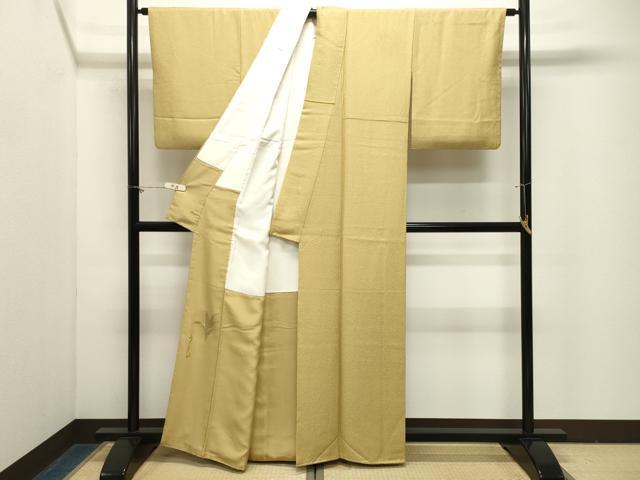 平和屋着物●本草木染作家　圓啓　江戸小紋　堅牢草木染　鮫小紋柄　反端付き　正絹　逸品　CABM5178gh