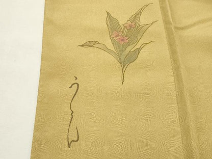 平和屋着物●本草木染作家　圓啓　江戸小紋　堅牢草木染　鮫小紋柄　反端付き　正絹　逸品　CABM5178gh