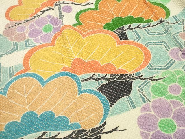 平和屋着物●名門　藤娘きぬたや・総絞り　振袖　枝梅文　正絹　逸品　CABM5187gh