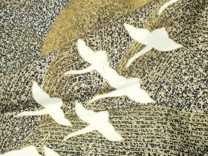 平和屋着物●訪問着　群鶴文　たたき染め　金彩　三越扱い　ロング丈　正絹　逸品　CABM5199gh