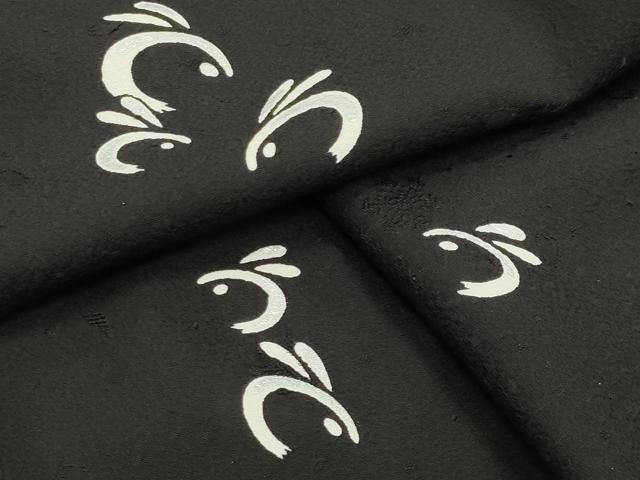 平和屋着物●上質な小紋　兎　黒地　銀彩　ますいわ屋扱い　正絹　逸品　CABM5207gh