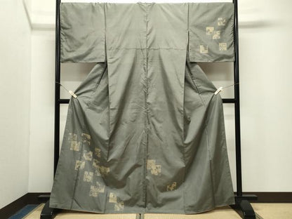 平和屋着物●本場縞大島紬　訪問着　染大島　刺繍　色紙重ね花文　正絹　逸品　CABM5209gh
