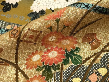 平和屋着物●女優・後藤久美子ブランド　黒留袖　刺繍　花車文　暈し染め　金彩　正絹　逸品　CABM5212gh