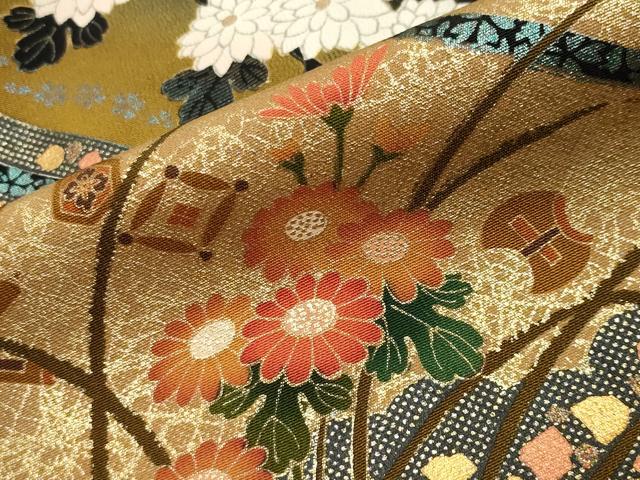 平和屋着物●女優・後藤久美子ブランド　黒留袖　刺繍　花車文　暈し染め　金彩　正絹　逸品　CABM5212gh