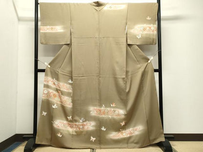 平和屋着物●訪問着　駒刺繍　舞蝶花唐草文　暈し染め　金彩　正絹　逸品　CABM5216gh