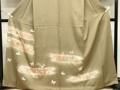 平和屋着物●訪問着　駒刺繍　舞蝶花唐草文　暈し染め　金彩　正絹　逸品　CABM5216gh