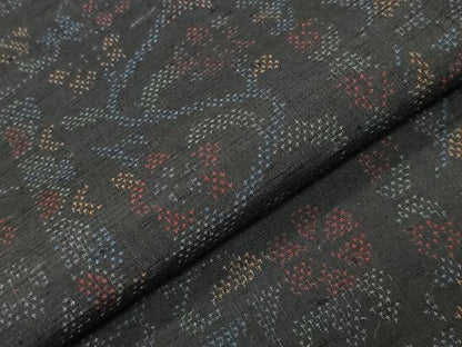 平和屋着物●塩沢紬　花唐草文　ますいわ屋扱い　証紙付き　正絹　逸品　CABM5243gh