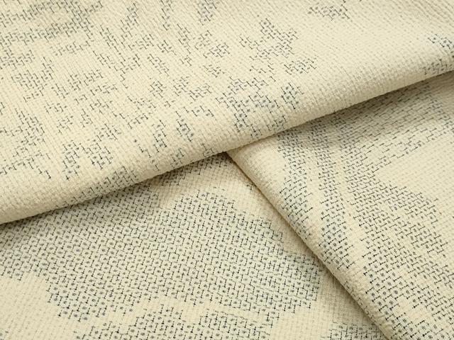 平和屋着物●本塩沢　80亀甲　エ霞雲取り花文　正絹　逸品　CABM5254gh