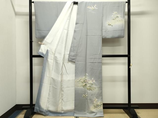 平和屋着物●訪問着　作家物　風景松竹梅文　暈し染め　正絹　逸品　CABM5264gh