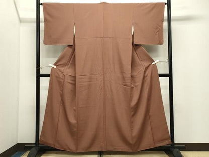 平和屋着物●江戸小紋　万筋　土器色×海松色　正絹　逸品　未使用　CABM5271gh
